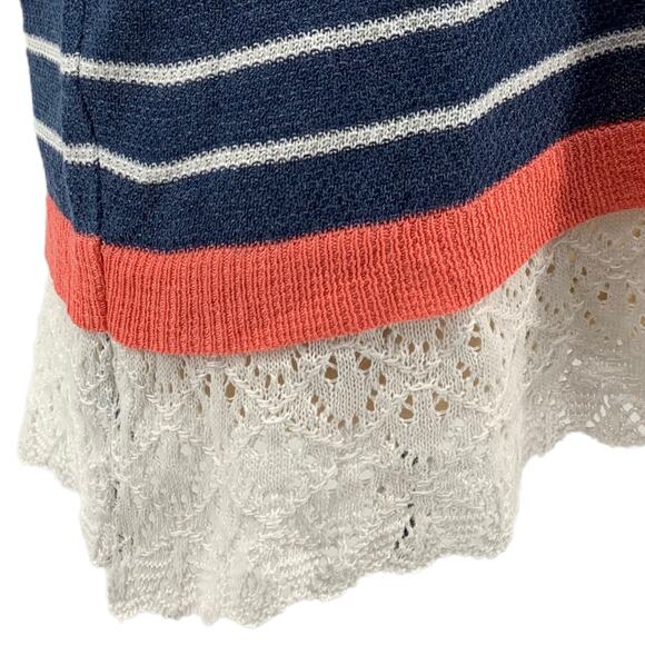 Christopher & Banks Thin Knit 3/4 Sleeve Blue White Stripe Sweater Size Large - Picture 6 of 7